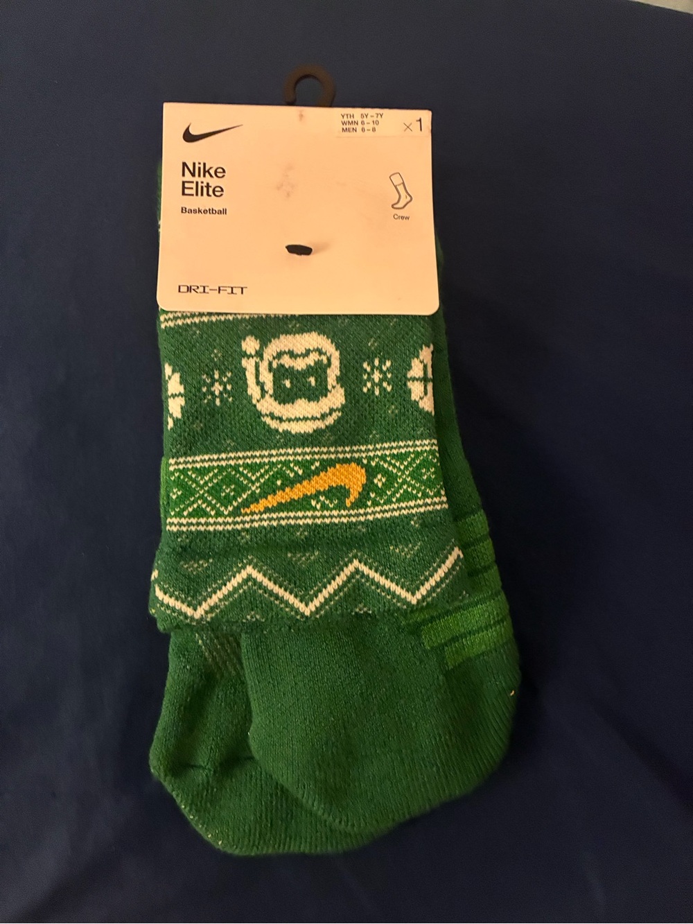 Nike Green Crew Socks with Yellow Swoosh